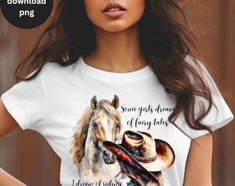 Horse Girl Shirt Sublimation Cowgirl PNG Design Western Cowgirl Sublimation Design Horse Lover Gift Idea PNG Horse Girl Birthday Gift Design