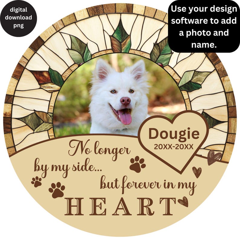 DIY Personalized Pet Memorial Photo Ornament PNG, Personalized Name ...