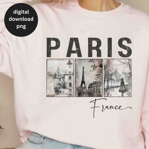 Cartão postal vintage Paris França png, lembrança de Paris França png, ilustração de viagens francesas png, designs vintage png, decorações da Torre Eiffel