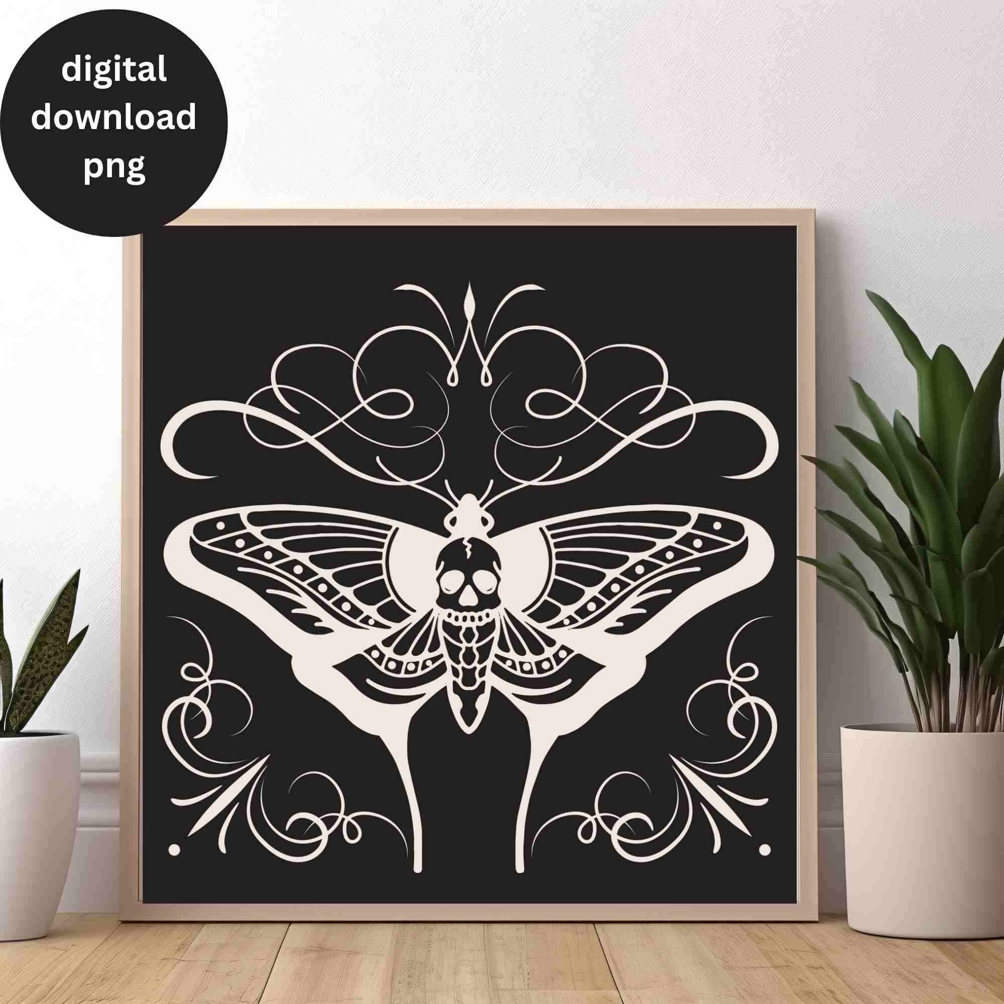 Death Goth Design Skull Death Moth Sublimation Design Png Goblincore Shirt Sublimation ...