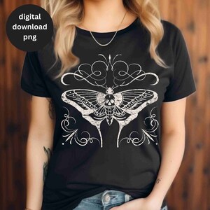 Skull Death Moth Sublimation Design Png Goblincore Shirt Sublimation Design Png for Goth Gift For Her Moth Dark Academia Shirt Png Download
