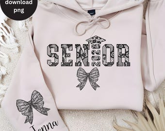 Black White Lace Coquette Bow Senior 2026 PNG, Chinoiserie Toile Lace High School Senior 2026 Sublimation Design  College Senior Gift PNG