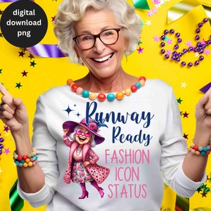 Oma Png, Mode Mimi Design, Süßes Gigi Geschenk Sublimation PNG, Lustiges Gaggifts PNG, Fashionista Oma Geschenk Sublimation, Lustiger Witz