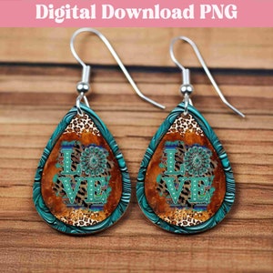 Teardrop Earring Country Cowgirl PNG Design, Cowgirl Sublimation Png, Turquoise Western Png Sublimation Designs, Cowgirl Sublimation Design