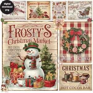 Vintage collectie kerstborden, png, retro kerstborden sublimatieontwerp, traditionele roodgroene kerstborden, kerstcoquettestrik