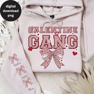 Camisa Galentine Gang Png, Presente de Dia das Galentine Retro Checker Coquette PNG, Design de Sublimação Feliz Dia das Galentine Design de Manga Frente Verso