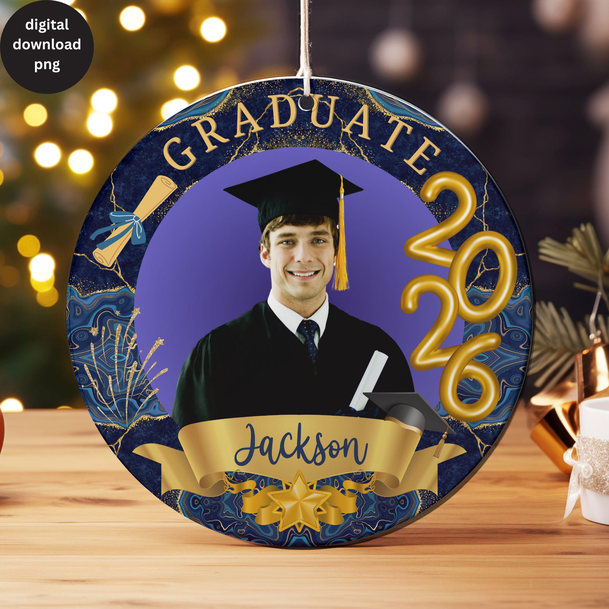 Round Design For Graduation DIY Graduation 2026 Round Ornament PNG, Senior Graduate Gift Ornament ...