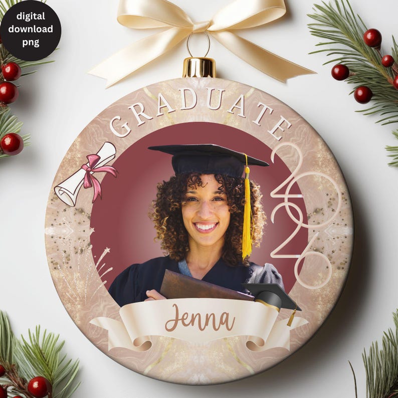 Round Design For Graduation DIY 2026 Graduation Round Ornament PNG, Senior Graduate Gift Ornament ...