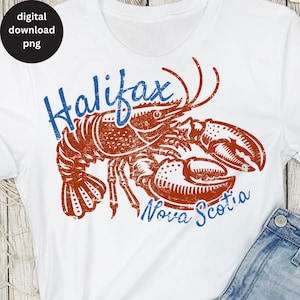 Sublimeringsdesign med hummer i Halifax, Nova Scotia, fiskares estetik, digital nedladdning, trendig hummer, PNG, hummerväggkonst i vintagestil, PNG