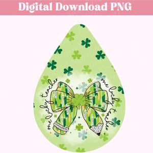 Kokette Pinselstrich Lehrer Teardrop Ohrring PNG, St. Patrick's Day Brushstroke Ohrring Sublimationsdesign St. Paddy's Pencil Bow Educator