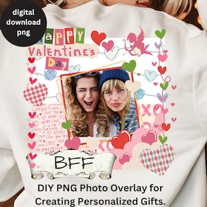 Marco de fotos para el día de San Valentín hecho en casa PNG, diseño de sublimación de Galentine, foto personalizada para el primer día de San Valentín como plantilla de sublimación, descarga instantánea