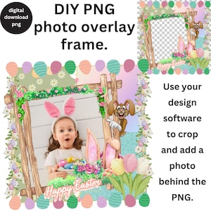 Cornice per foto di Pasqua carina fai da te PNG, sovrapposizione di foto Design regalo di Pasqua Foto personalizzata Design di sublimazione di Pasqua Modello PNG Prima Pasqua png