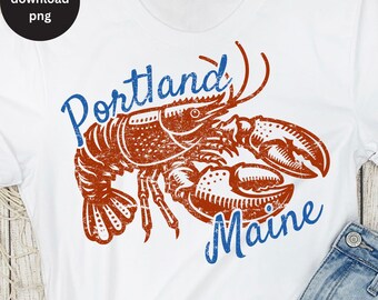 Portland Maine Lobster Sublimation Design, Fisherman Aesthetic Digital Download, Trendy Lobster PNG, Vintage Style Lobster Wall Art Png