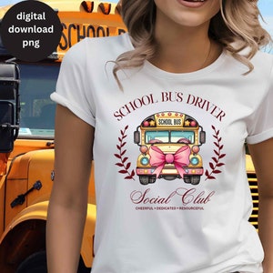 Social Club de chauffeurs de bus scolaire PNG, conception de sublimation de chauffeur de bus scolaire, téléchargement numérique de chauffeur de bus scolaire Coquette, retour à l'école PNG