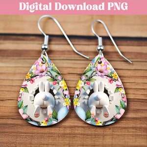3D Loch in der Wand Ostern Teardrop Ohrring Sublimation PNG Datei Teardrop Ohrringe Druckbare Osterohrring Sublimation Design DIY Vorlage