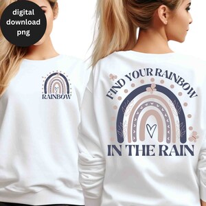 Voorkant Achter Sweatshirt Shirt Sublimatie Ontwerp png Zelfliefde png Positieve dagelijkse affirmaties png Motiverende inspirerende Boho Rainbow png