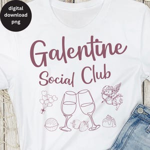 Galentine Social Club Shirt Png, dessin au trait Galentine's Day Gift PNG, Happy Galentine's Day Sublimation Design, Galentine Gang minimaliste