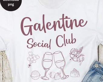 Galentine Social Club Shirt Png, Line Drawing Galentine's Day Gift PNG, Happy Galentine's Day Sublimation Design, Minimalist Galentine Gang