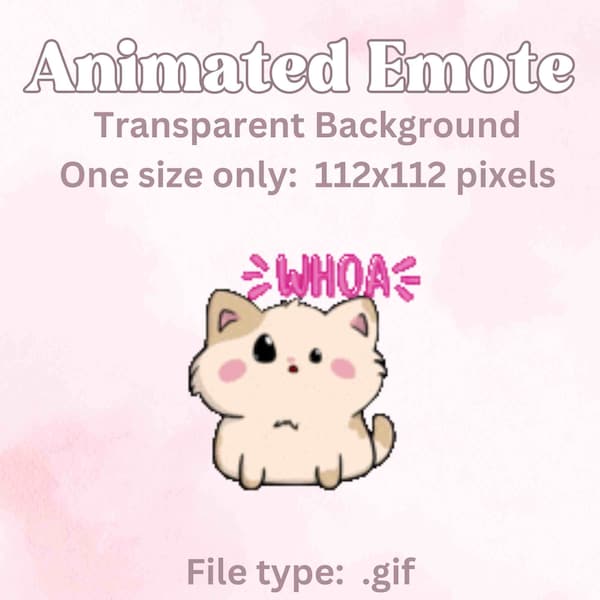 Animated Cat Emote / Whoa Emoji / Surprise Shock Stream Graphic / Emote for Streamer / Ready to Use / Animation GIF / Animated Text Emotes