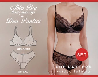 Abby Bra (Three-Piece Cup) & Dua Panties Set- Instant Digital Download PDF Sewing Pattern