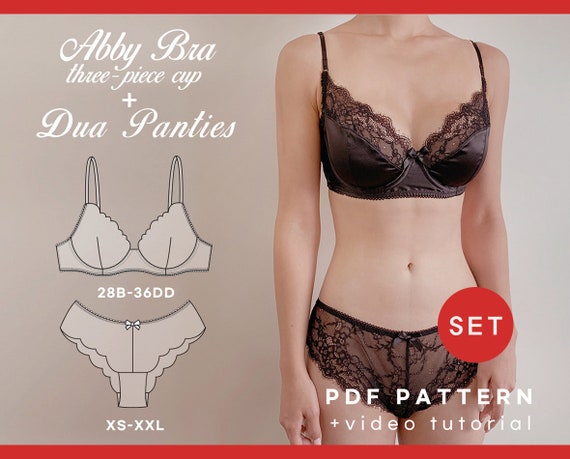 Abby Bra three-piece Cup & Dua Panties Set Instant Digital Download PDF  Sewing Pattern -  Canada