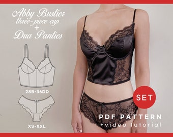 Abby Bustier (Three-Piece Cup) & Dua Panties Set- Instant Digital Download PDF Sewing Pattern