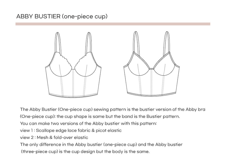 Abby Bustier One-Piece Cup Instant Digital Download PDF Sewing Pattern image 3