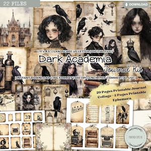 Junk Journal, Kit, Dark Academia, Autumn, Victorian, Gothic, Fall, Halloween, Raven, Printable, Ephemera, Digital Download, FOREVERCUTEUS