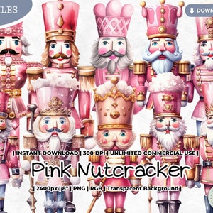 Clipart de quebra-nozes de Natal rosa, inverno rosa, feriados rosa, download de imagem digital PNG para fazer cartões, scrapbook, diário de lixo, artesanato em papel