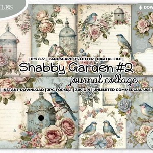 Folha de colagem de diário de lixo de jardim gasto, pássaro, etiqueta, efêmera de pássaros, diário de observação de pássaros, diário de pássaros, gasto, scrapbooking, adesivo