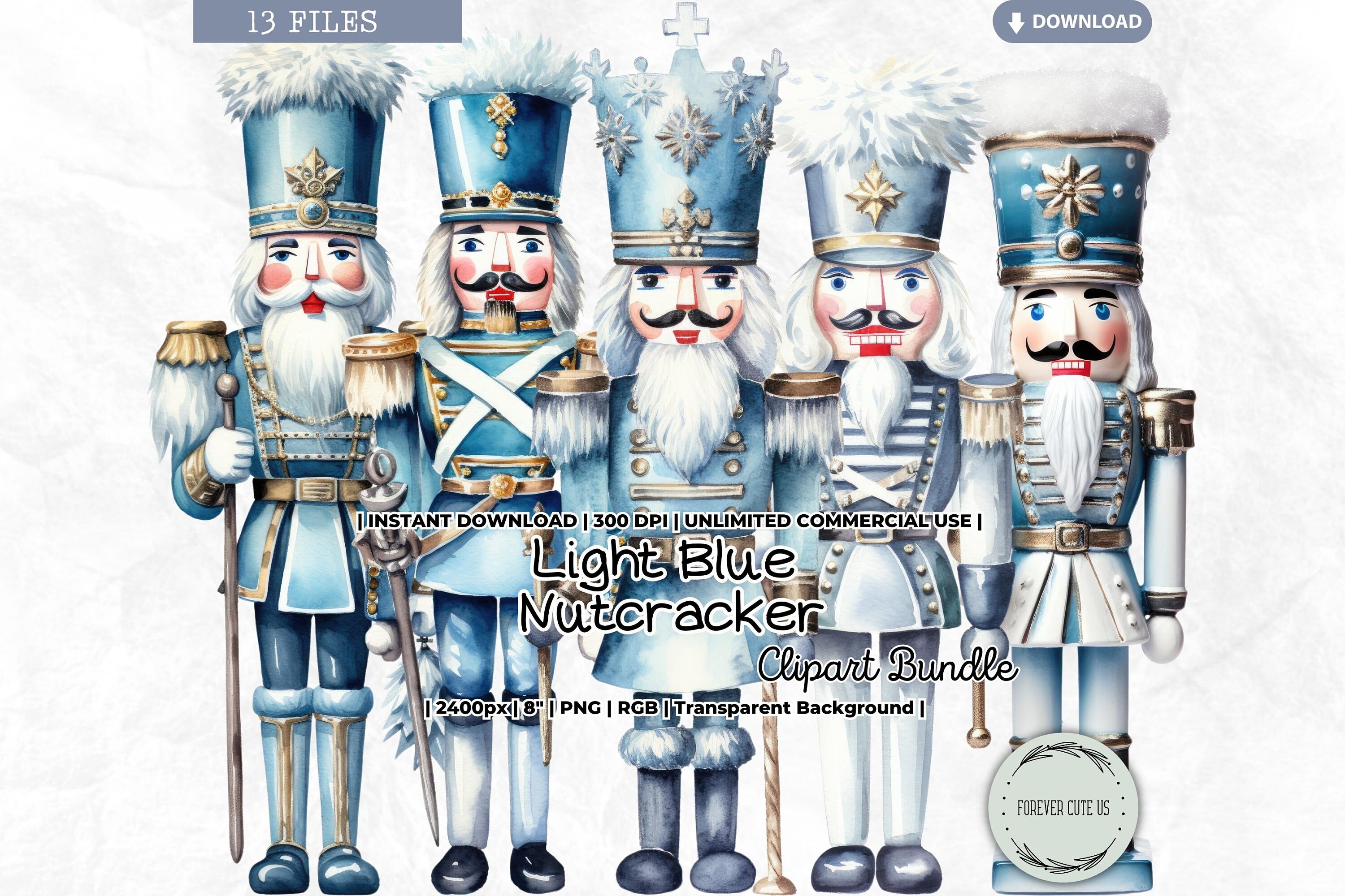 Light Blue Nutcracker Clipart Set Blue Christmas Soldier Etsy