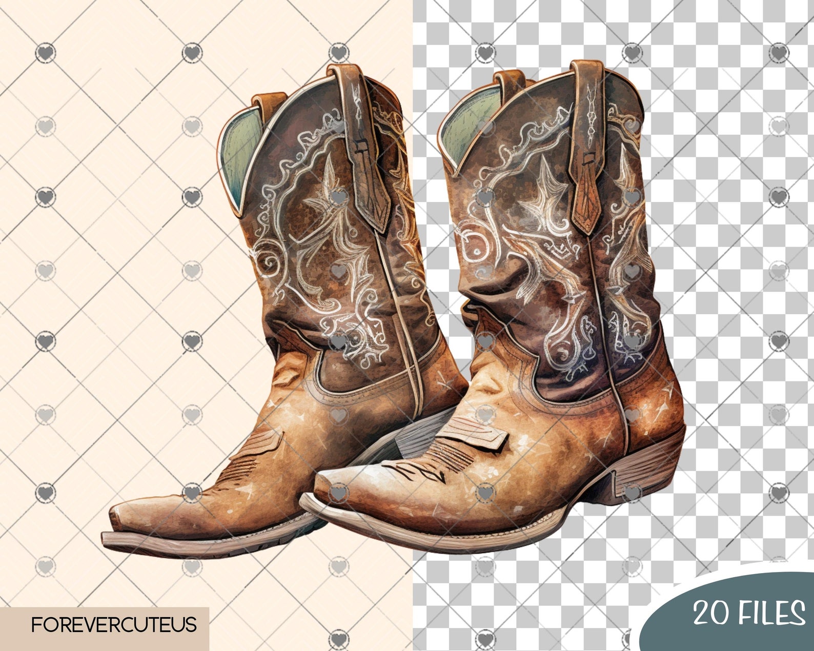 Cowboy Boots Clipart Bundle, Western PNG, Western Clipart, Sublimation ...