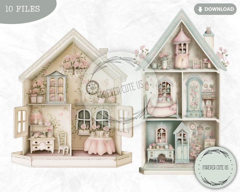 Paper Doll House Clipart Bundle Furniture Dollhouse Etsy Australia