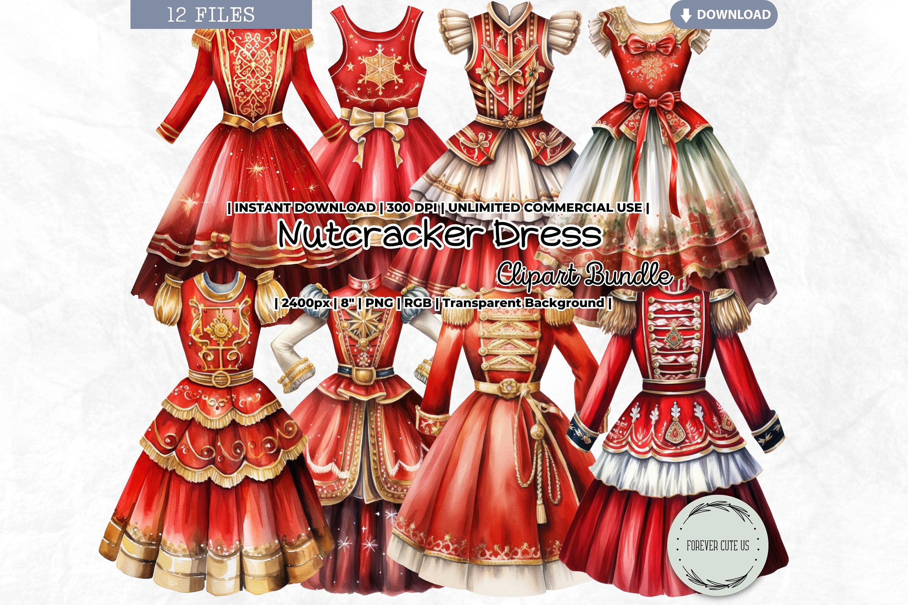 Nutcracker Dress Clipart Set Christmas Winter Holidays Etsy