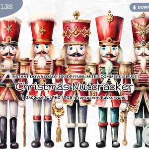 Conjunto de clipart de quebra-nozes de Natal, inverno, feriados, tradicional, download de imagem digital PNG, criação de cartão, scrapbook, diário de lixo, artesanato em papel