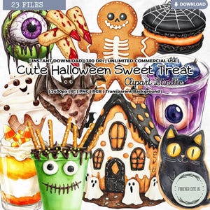 Niedliche Halloween Sweet Treat, Aquarell, Dessert, Geist, Kekse, Kuchen, Süßigkeiten, Spooky, Bäckerei, Süßes oder Saures, Teezeit, Party, PNG