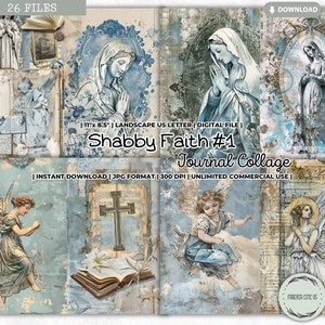 Set collage di diario spazzatura Shabby Faith, Santa Madre Maria, Vergine Maria, kit di diario spazzatura, cattolico, preghiera, gratitudine, religioso, stampabile