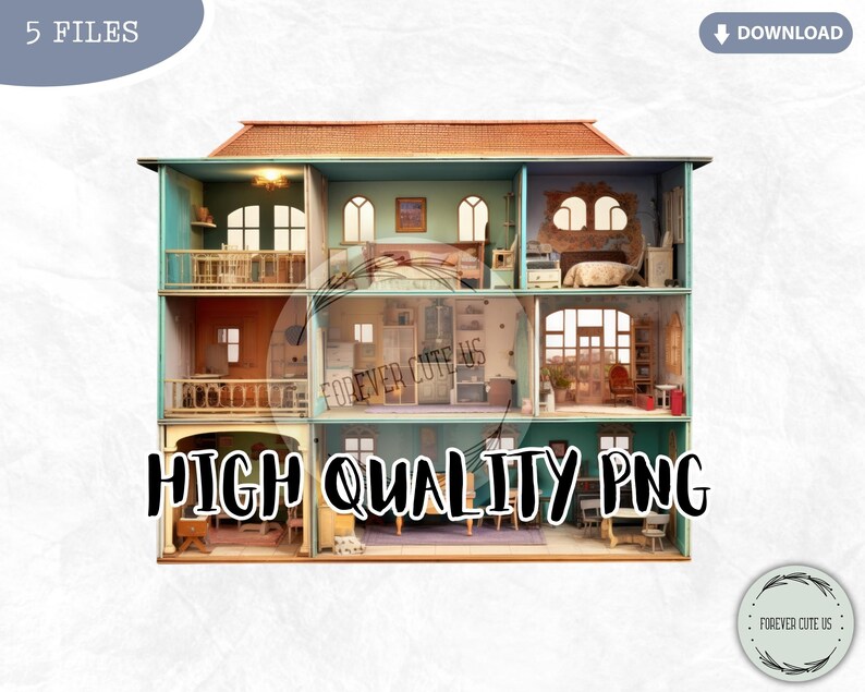 Paper Doll House Clipart Bundle Furniture Dollhouse Etsy