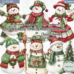 Clipart de boneco de neve de Natal tradicional, floresta, rústico, casa de fazenda, inverno, feriados, menino, menina, PNG cartão scrapbook lixo diário artesanato