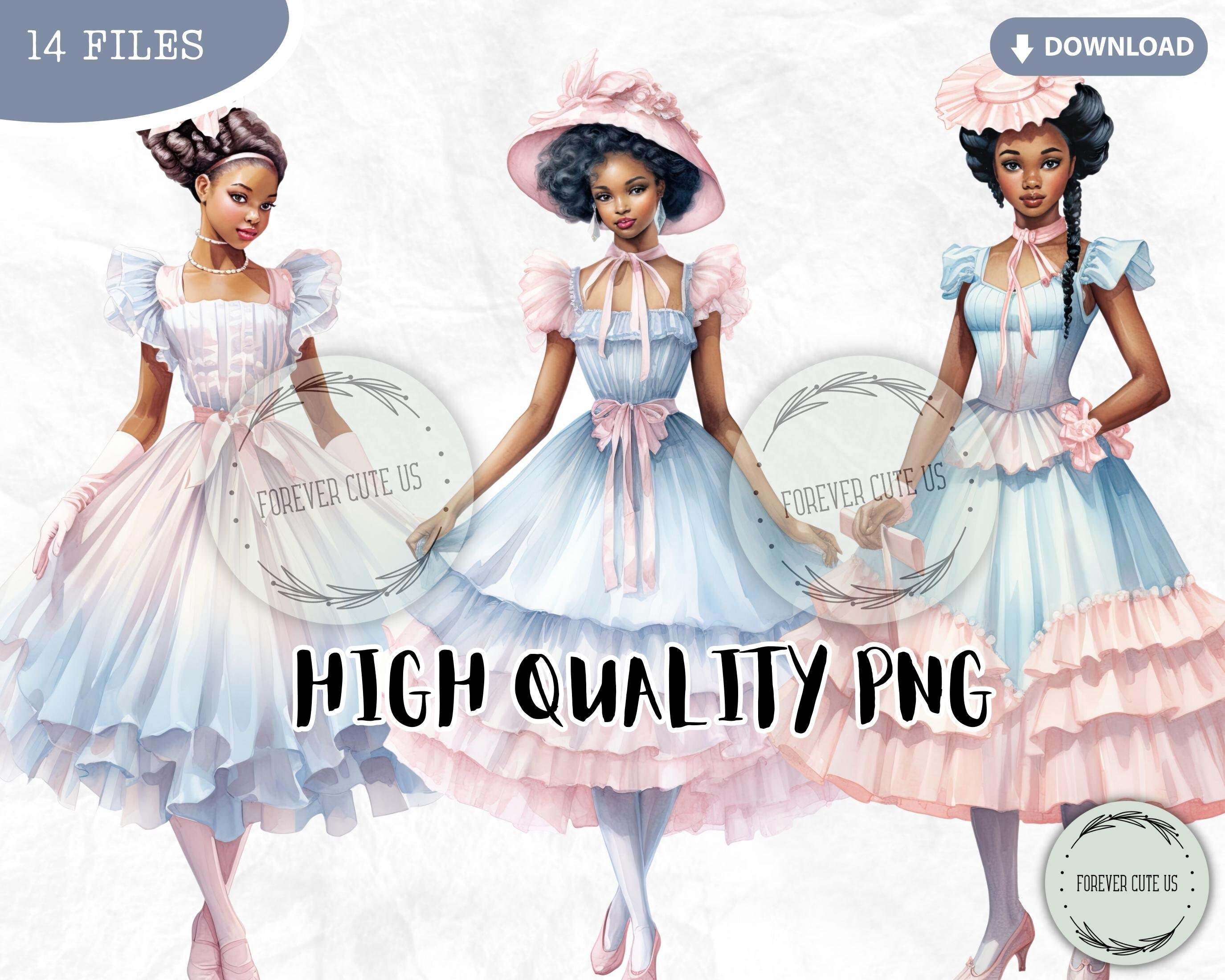 Retro Afro American Dolly Girl Clipart Bundle Fashion Etsy