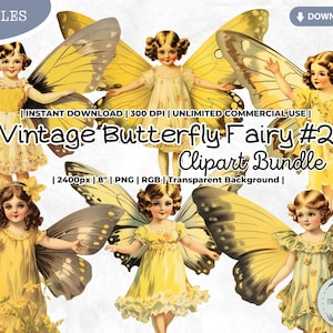 Frühling Vintage Schmetterling Fee Clipart, kleines Mädchen, Viktorianisch, Märchen, Garten, Koralle, Sommer, PNG Junk Journal Papier Handwerk Scrapbooking