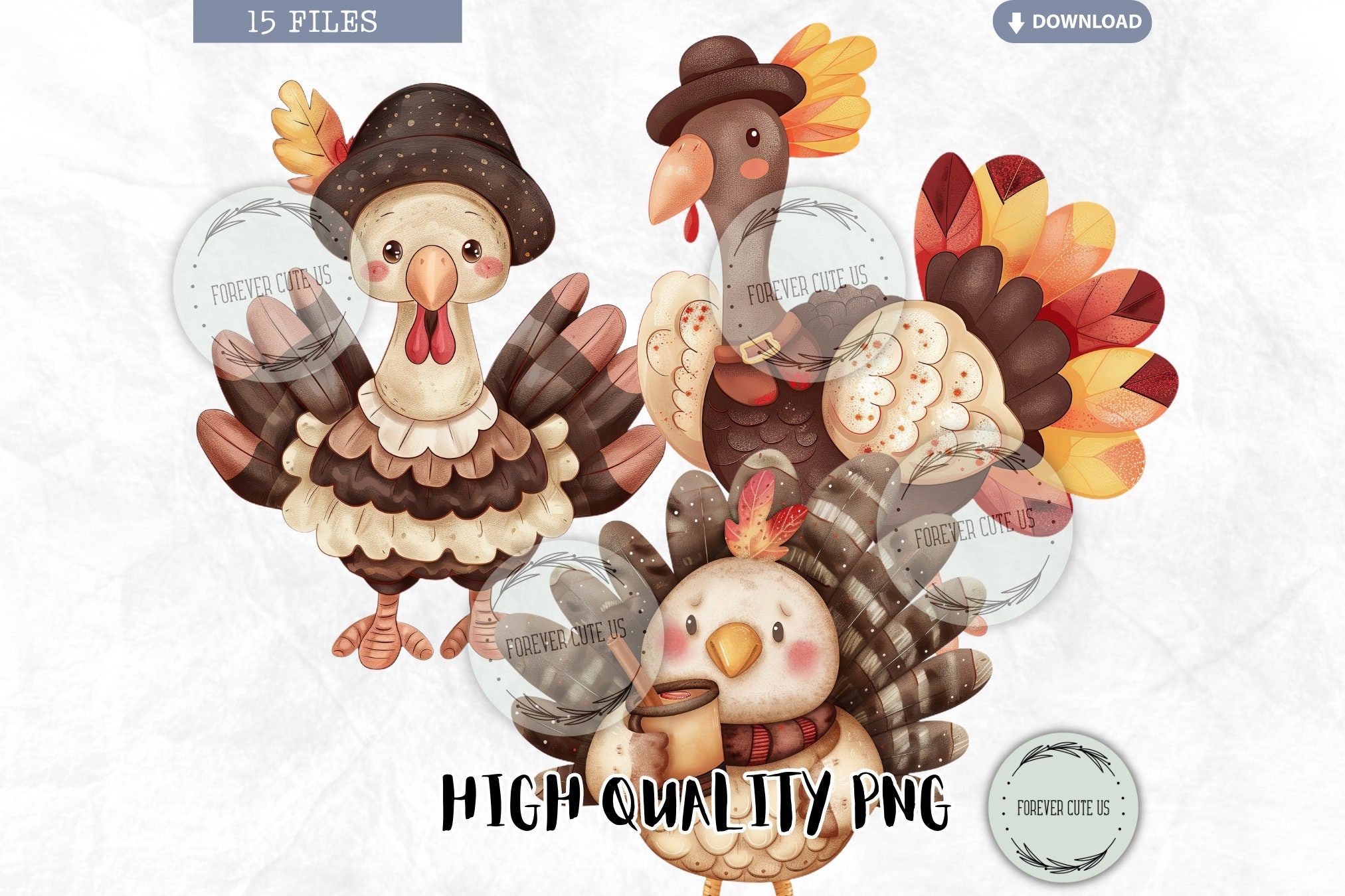 Cute Thanksgiving Turkey Clipart, Fall, Autumn, Nursery, Pumpkin Pie ...