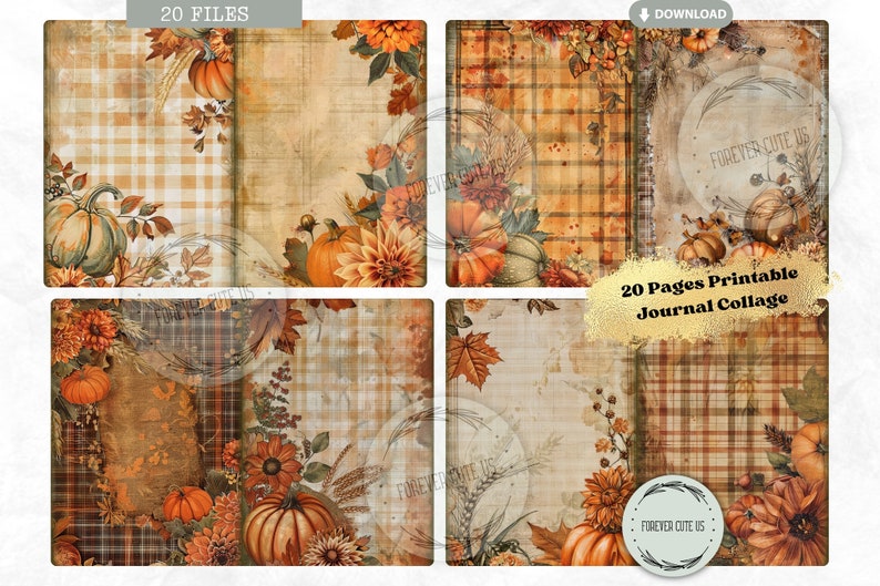 Fall Blessing Junk Journal Collage Sheet Kit, Autumn, Leaves ...