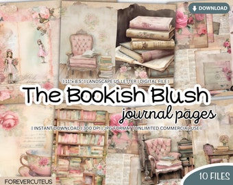 The Bookish Blush Journal Pages Bundle, Printable Shabby Chic, Shabby Chic Digital Paper, Shabby Chic Junk Journal, Junk Journal Papers