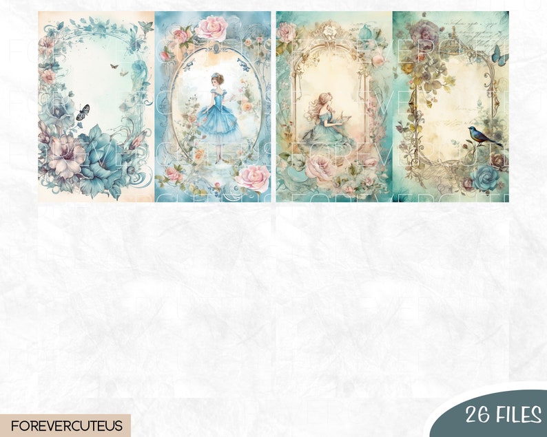 The Secret Garden Journal Pages Bundle, Printable Shabby Chic, Shabby Chic Digital Paper, Shabby Chic Junk Journal, Junk Journal Papers image 8