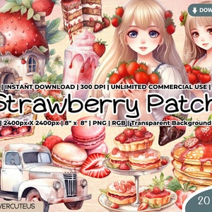 Erdbeere Patch Clipart, Erdbeere Clip Art, Sommer Clipart, Erdbeerfeld, Herbst, Ernte, Png, Erdbeer Dessert, Obst Clip Art, PNG
