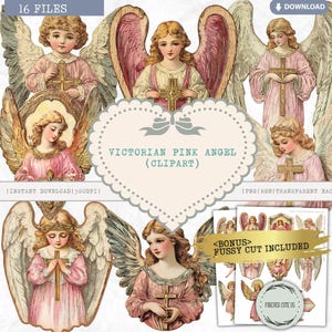 Victoriaanse Pink Angel Clipart, Bid, Kruis, Kerk, Meisje, Vintage Engel, Moeder Maria, Maagd Maria, Katholiek, Vrouwe Van Guadalupe, Christendom
