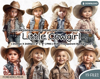 Little Cowgirl Clipart Bundle, Cowboy Girl Clipart, Watercolor Cowgirl Clipart, Western Cowgirl Png, Cowgirl Clipart, Cowgirl Sublimation
