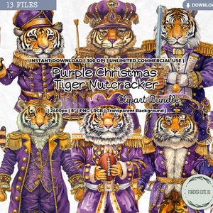 Clipart de quebra-nozes de tigre de Natal roxo, Natal, Inverno, Feriados, Soldado, Tigre, Zoológico, Safári, Vida selvagem, Safári, Arte de scrapbook PNG