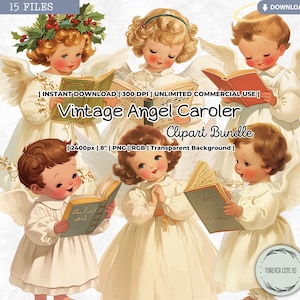 Clipart di cantori di canti natalizi d'epoca, ragazza, ragazzo, Natale, classico, retrò, festività, cantori di canti natalizi nostalgici, chiesa, cantanti, canto, vesti, PNG
